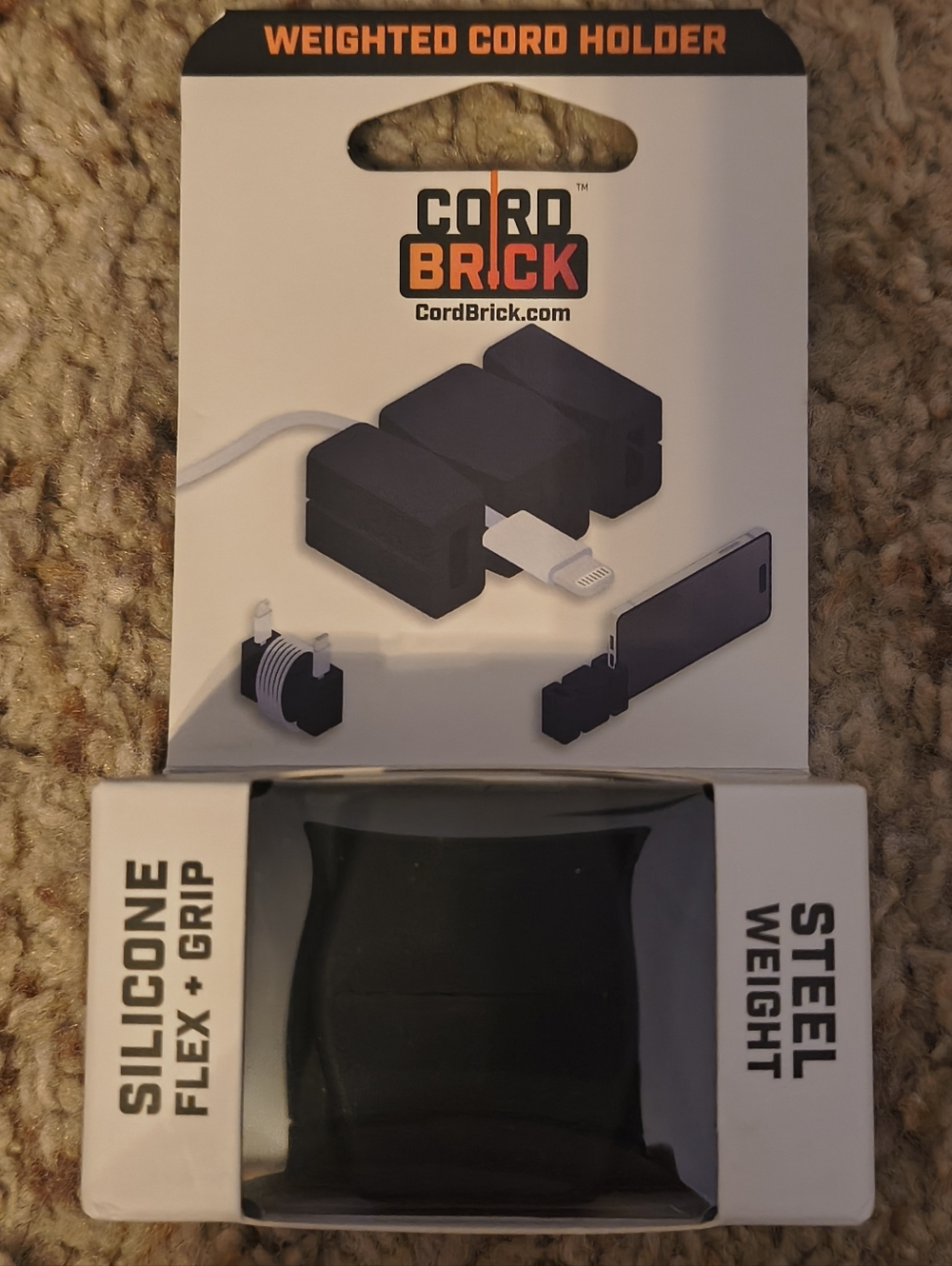 Silicone Weighted Cord Holder - Black